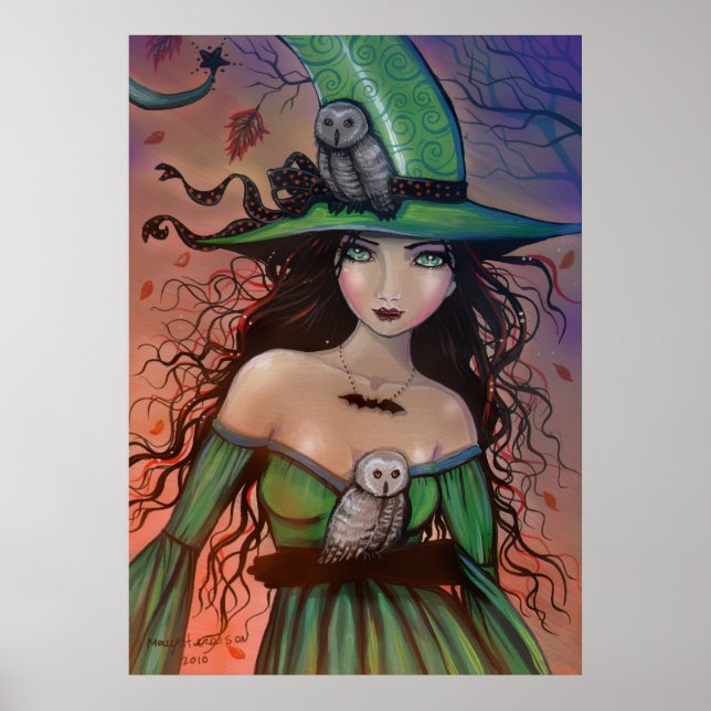 The Witch and th Owls Halloween Poster (Front)