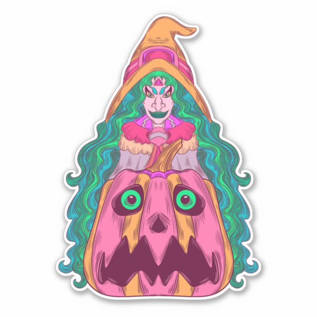 The Witch and the Pumpkin Sticker (Front)
