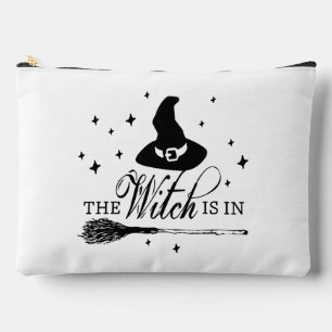 The Witch Is In Halloween Witch Hat & Broom Lg Accessory Pouch