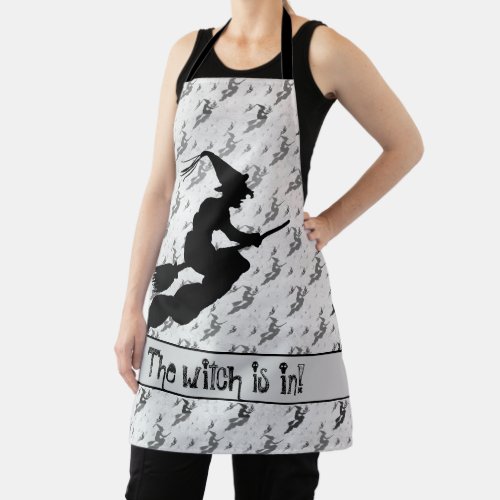The Witch is in Halloween Witch Silhouette Gray Apron