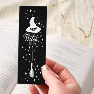 The Witch Is In Starry Halloween Black Bookmarks