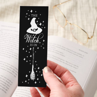 The Witch Is In Starry Halloween Black Bookmarks