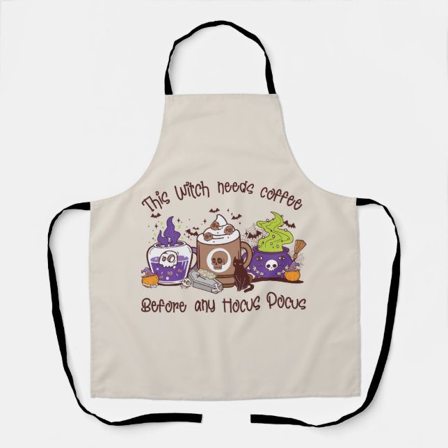 The Witch Needs Coffee - Coffee Lover Apron (Front)