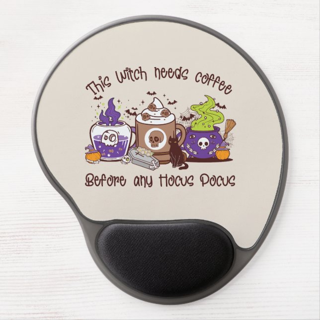 The Witch Needs Coffee - Coffee Lover Gel Mouse Pad (Front)
