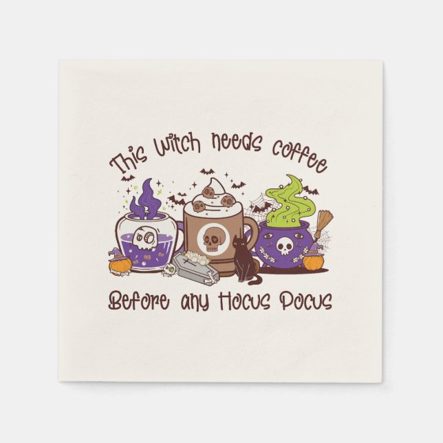 The Witch Needs Coffee - Coffee Lover Napkins (Front)
