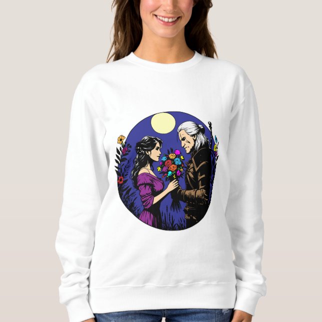 The Witcher and Yennefer with a bouquet Sweatshirt (Front)