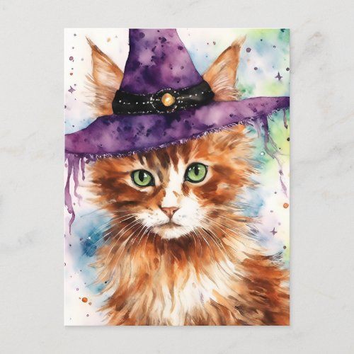 The Witches Familiar Watercolor Cat Postcard