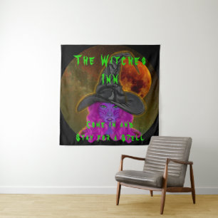 The Witches Inn Stay for a Spell Halloween Witch Tapestry