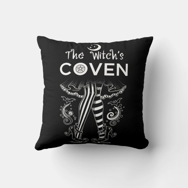 The Witch's Coven Witchy Legs Witch Legs Halloween Throw Pillow (Back)