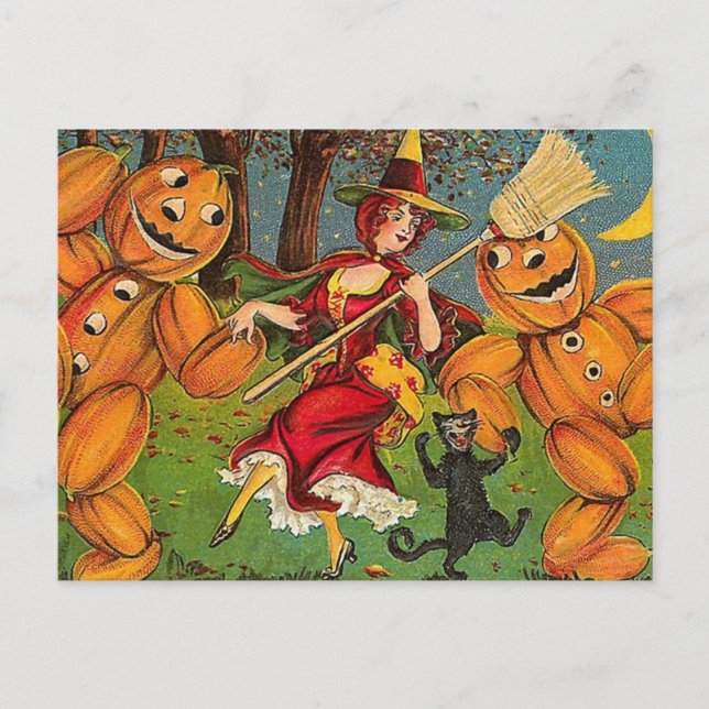 The Witch's Dance - Vintage Halloween Postcard (Front)