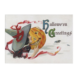 The Witch's Kiss: a Jack o Lantern on Halloween Acrylic Print