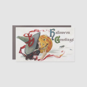 The Witch's Kiss: a Jack o Lantern on Halloween Car Magnet