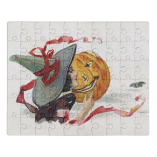 The Witch's Kiss: a Jack o Lantern on Halloween Jigsaw Puzzle