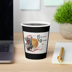 The Witch's Kiss: a Jack o Lantern on Halloween Paper Cups