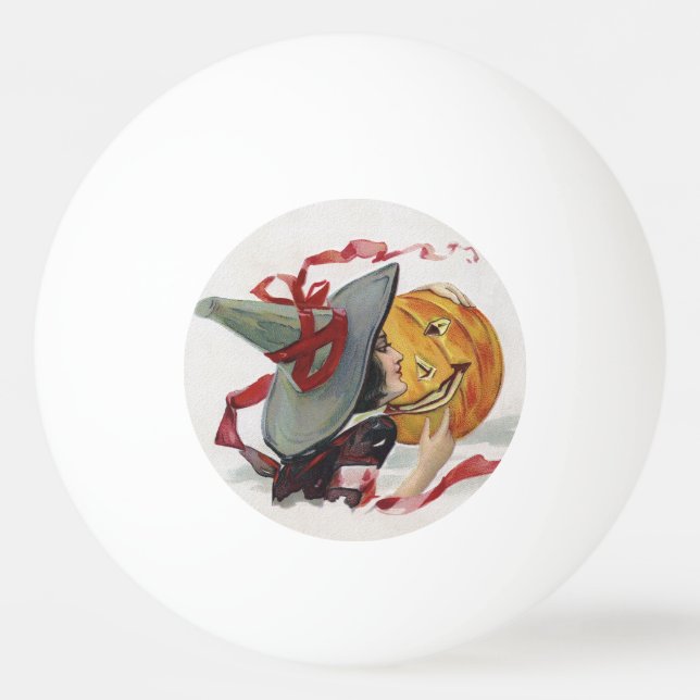 The Witch's Kiss: a Jack o Lantern on Halloween Ping Pong Ball (Front)