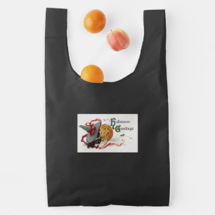The Witch's Kiss: a Jack o Lantern on Halloween Reusable Bag