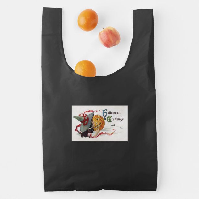 The Witch's Kiss: a Jack o Lantern on Halloween Reusable Bag (Insitu)
