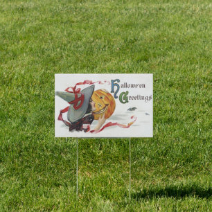 The Witch's Kiss: a Jack o Lantern on Halloween Sign