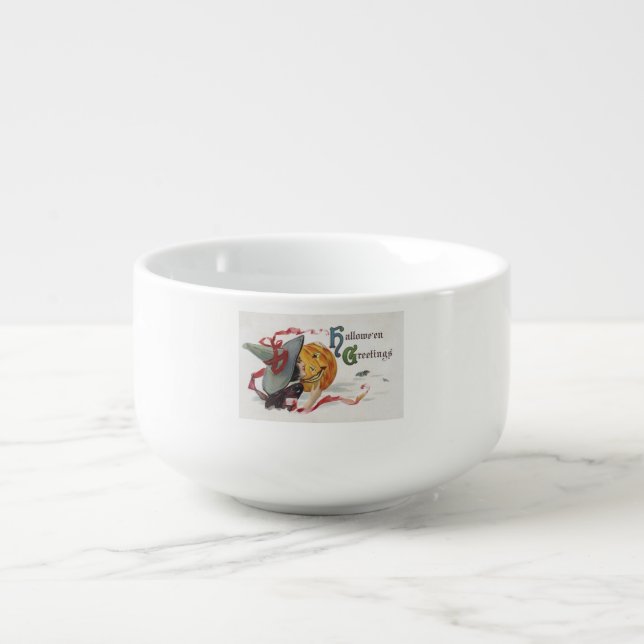 The Witch's Kiss: a Jack o Lantern on Halloween Soup Mug (Front)
