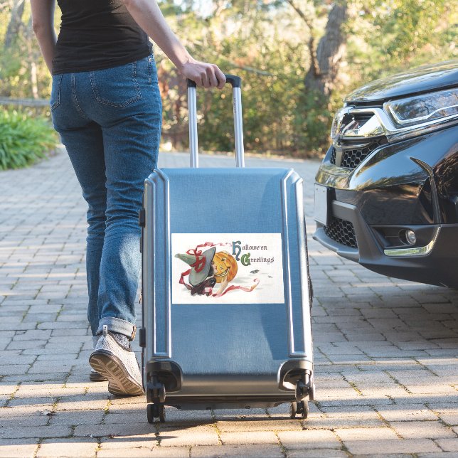The Witch's Kiss: a Jack o Lantern on Halloween Sticker (Suitcase Insitu)
