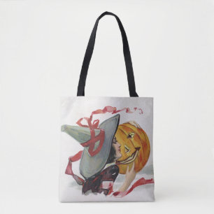 The Witch's Kiss: a Jack o Lantern on Halloween Tote Bag