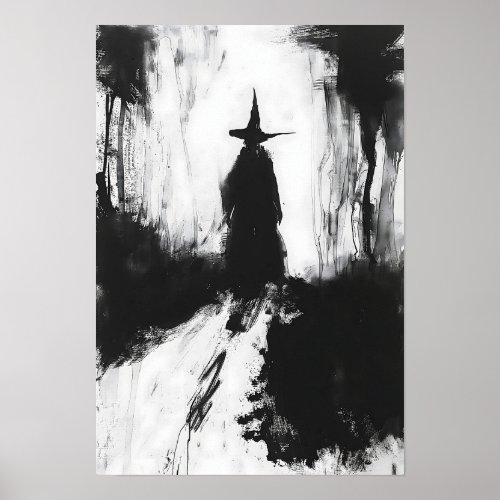 The Witchs Path Black and White Abstract Art Poster