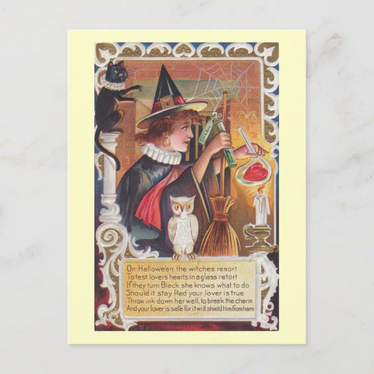 The Witch's Spell Vintage Postcard