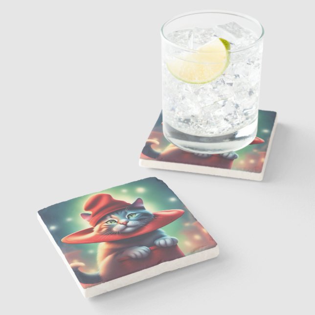 the wizard cat stone coaster (Side)