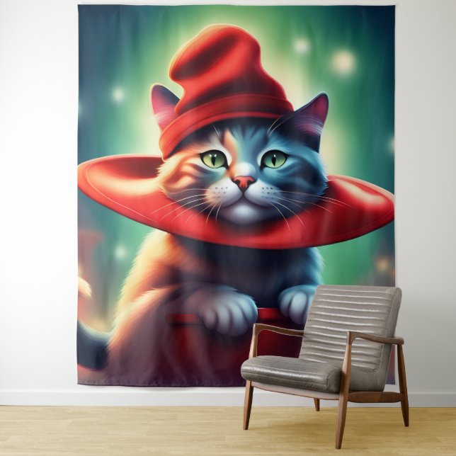 the wizard cat tapestry (In Situ)