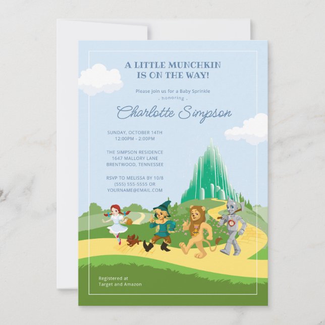 The Wizard of Oz Baby Sprinkle Invitation (Front)