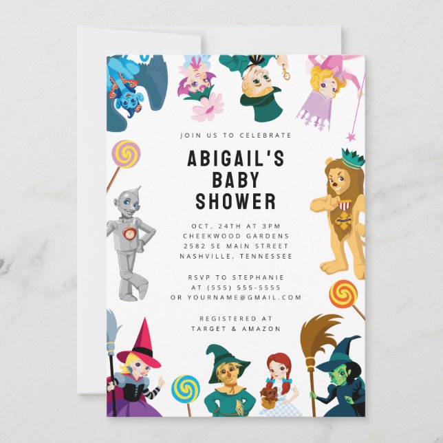 The Wizard of Oz Character Baby Shower Invitation (Front)