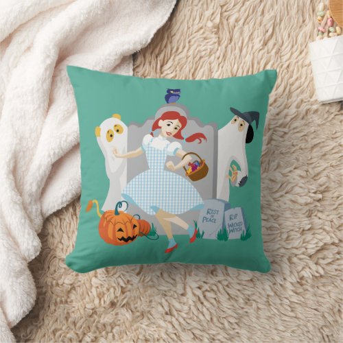 The Wizard Of Oz  Dorothy Halloween Happy Dance Throw Pillow