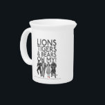 The Wizard Of Oz™ | Lions Tigers & Bears Oh My! Beverage Pitcher<br><div class="desc">Check out this fun typography graphic that reads: "Lions Tigers & Bears Oh My!",  featuring Scarecrow™,  Tin Man™,  Dorothy™,  and Cowardly Lion™ walking arm in arm.</div>