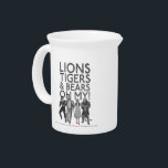 The Wizard Of Oz™ | Lions Tigers & Bears Oh My! Beverage Pitcher<br><div class="desc">Check out this fun typography graphic that reads: "Lions Tigers & Bears Oh My!",  featuring Scarecrow™,  Tin Man™,  Dorothy™,  and Cowardly Lion™ walking arm in arm.</div>