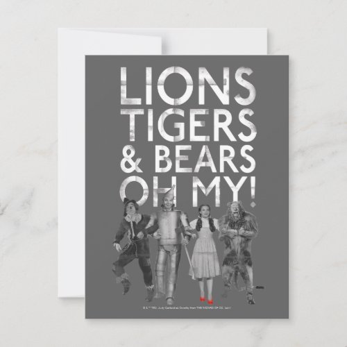 The Wizard Of Oz  Lions Tigers  Bears Oh My Note Card