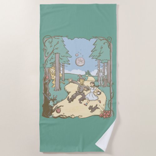 The Wizard Of Oz  Storybook Yellow Brick Road Beach Towel