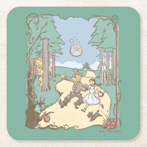 The Wizard Of Oz  Storybook Yellow Brick Road Square Paper Coaster