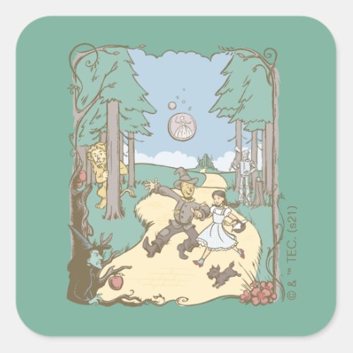 The Wizard Of Ozâ  Storybook Yellow Brick Road Square Sticker
