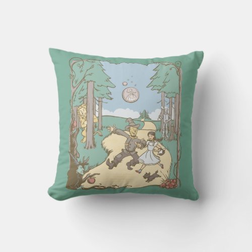 The Wizard Of Oz  Storybook Yellow Brick Road Throw Pillow