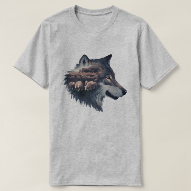 The wolf and the flock of sheep T-Shirt (Design Front)