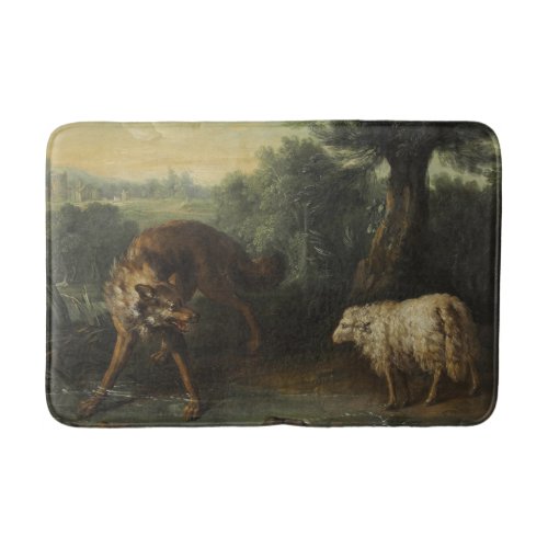 The Wolf and the Lamb by Jean_Baptiste Oudry Bath Mat