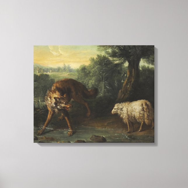 The Wolf and the Lamb (by Jean-Baptiste Oudry) Canvas Print (Front)