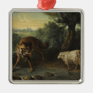 The Wolf and the Lamb (by Jean-Baptiste Oudry) Metal Ornament