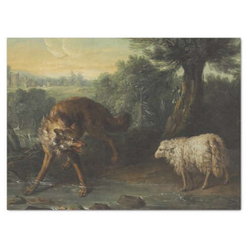 The Wolf and the Lamb by Jean_Baptiste Oudry Tissue Paper