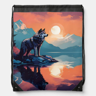 The wolf drawstring bag