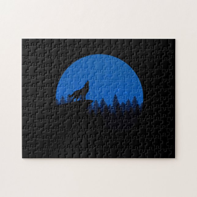 The wolf howls to the moon jigsaw puzzle (Horizontal)