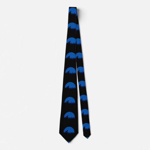 The wolf howls to the moon neck tie