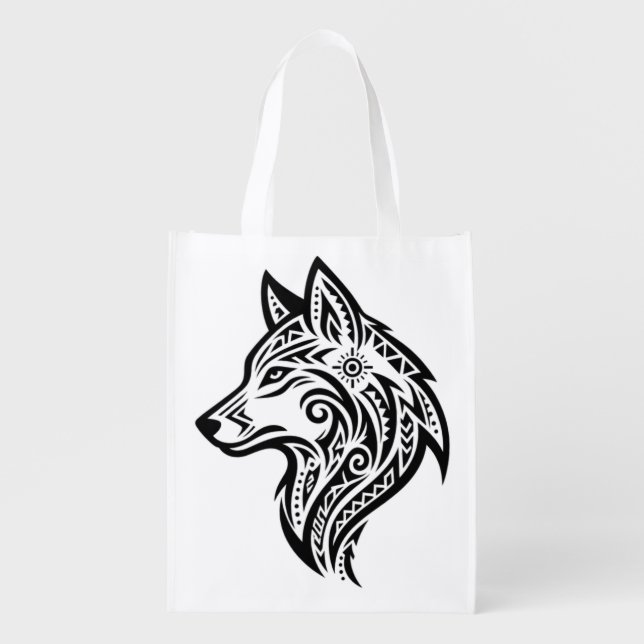 The Wolf of Wisdom Grocery Bag (Front)