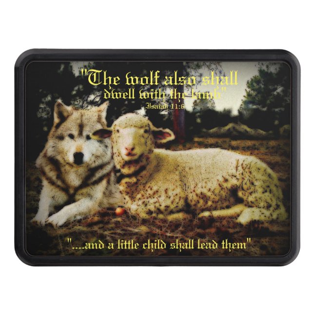 "The wolf shall dwell with the lamb" laying down Hitch Cover (Front)