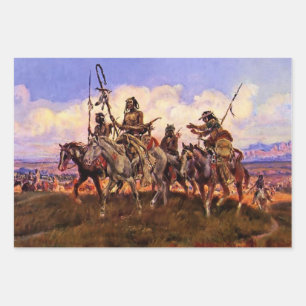 “The Wolfmen” by Charles M Russell Wrapping Paper Sheets